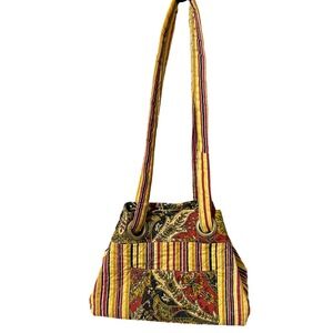 Quilted Fabric Organizer Tote Bag | Multi-Pocket Interior | Shoulder Bag